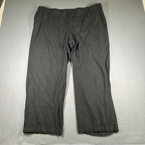 Old Navy Pants Womens XXL Black Linen Blend Cropped Pants Drawstring Waist - Picture 1 of 14